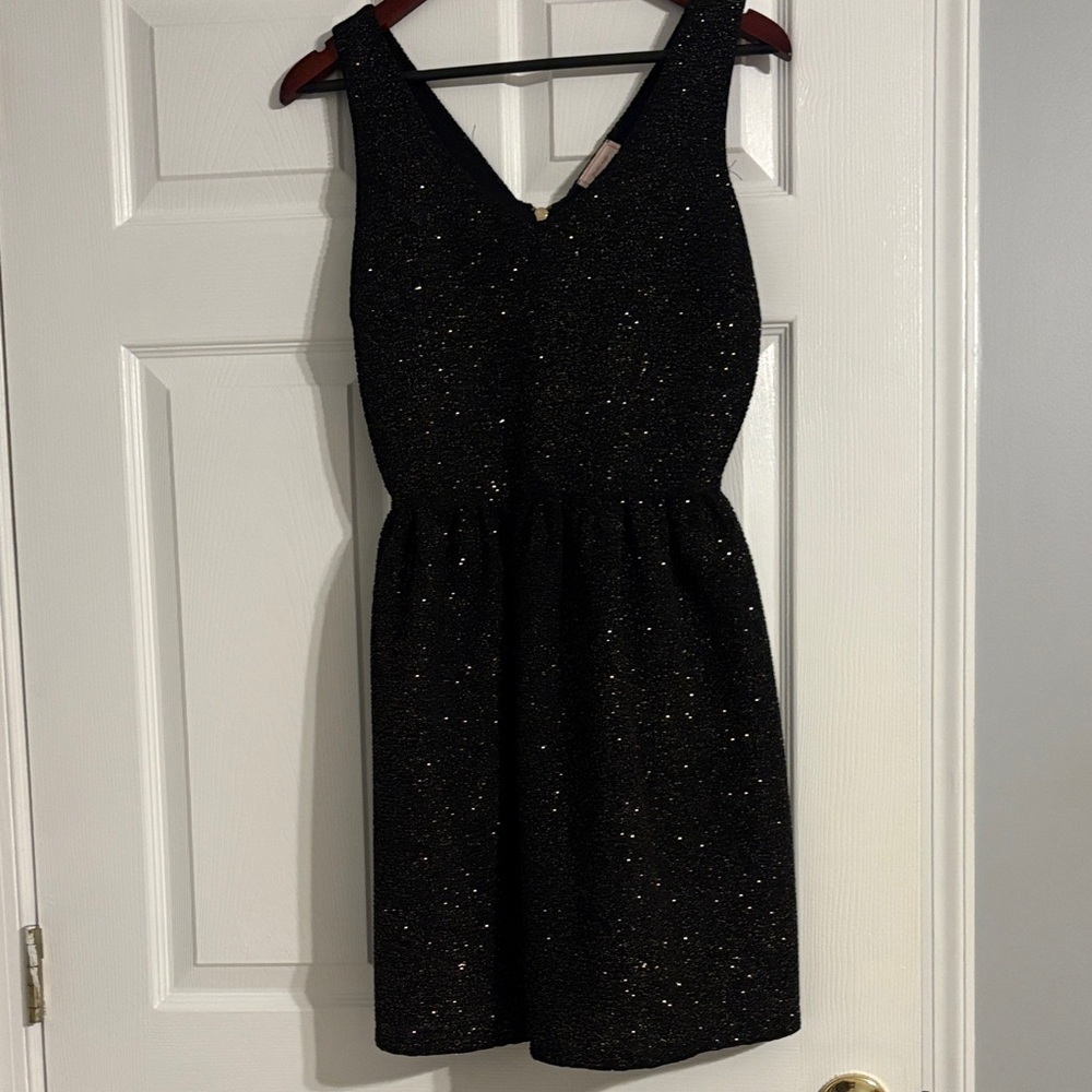 love...ady Black Glitter Mini Dress